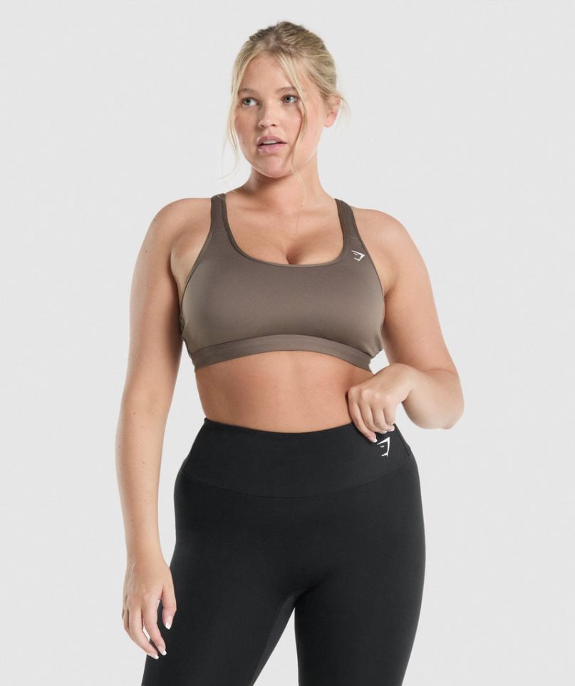 Women\'s Gymshark Scoop Neck Sports Bra Brown | NZ 0NAMCR